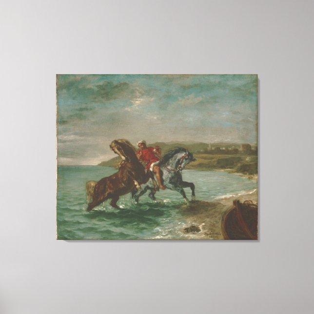 Lienzo Caballos de Ferdinand Delacroix saliendo del mar (Anverso)
