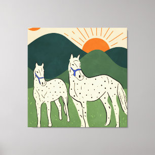 Lienzo Caballos de la región montañosa