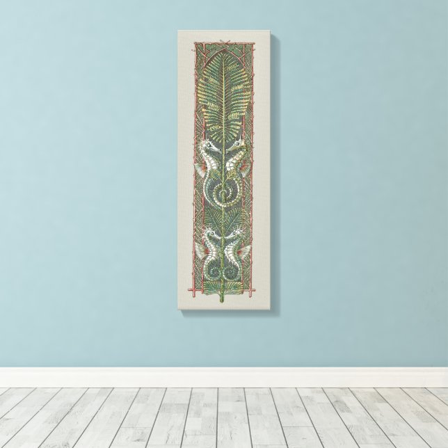 Lienzo Caballos de mar y algas marinas, Art Nouveau vinta (Insitu (piso de madera))