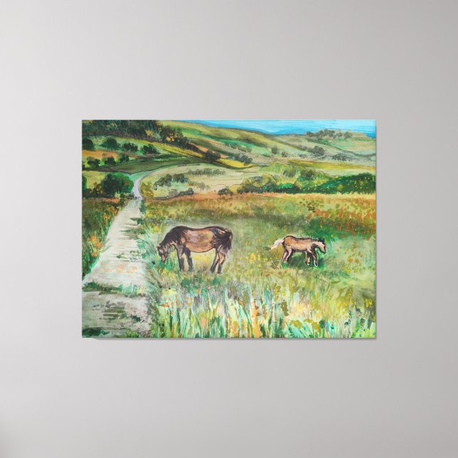 Lienzo Caballos en la pradera (Anverso)