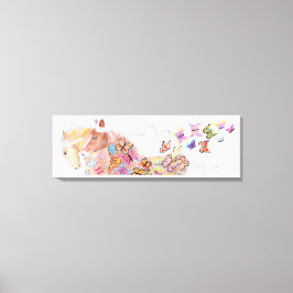 Lienzo caballos en marcha y mariposas