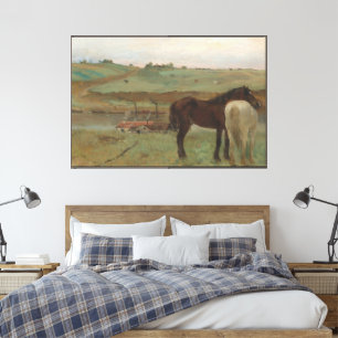 Lienzo Caballos en una pradera, pintura al óleo, Edgar De