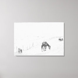 Lienzo Caballos Salvajes Rurales Monocromos Negro Y Blanc