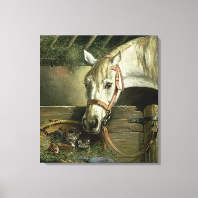 Lienzo Caballos y gatitos, 1890 (Anverso)