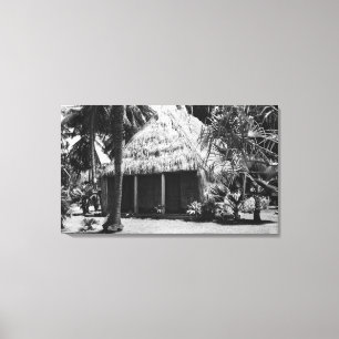 Lienzo Cabaña de la hierba en la playa - isla de Hawaii
