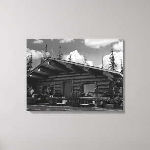Lienzo Cabaña de troncos alaskeña moderna vintage USA Ala
