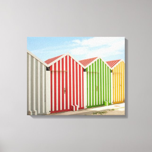 Lienzo Cabañas Coloridas En La Playa (Anverso)