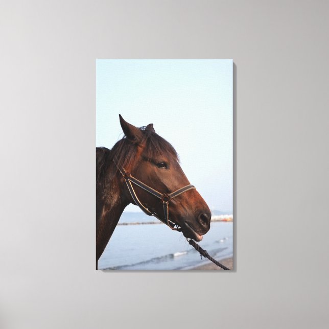 Lienzo Cabeza de caballo marrón (Anverso)