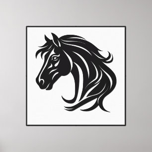 Lienzo Cabeza de caballo negro magnífico