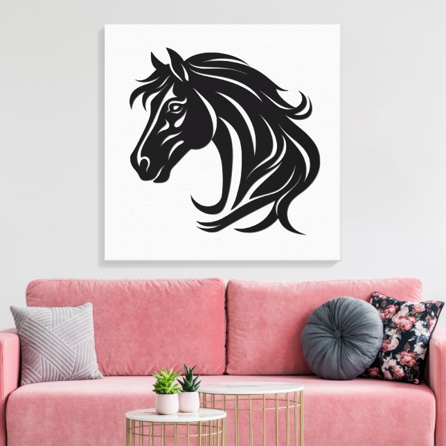 Lienzo Cabeza de caballo negro magnífico (Insitu (Sala de estar))