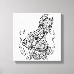 Lienzo Cabeza De Conejo Inspirada En La Batalla 6