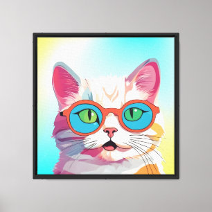 Lienzo Cabeza De Gato Usando Gafas Clipart