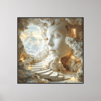 Lienzo Cabeza de mármol surrealista interior paisaje onír
