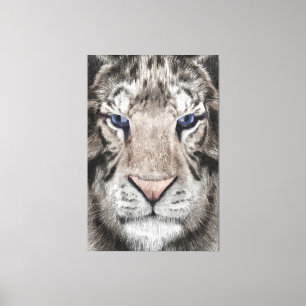 Lienzo Cabeza de Tigre Blanco Estética de Vida Silvestre