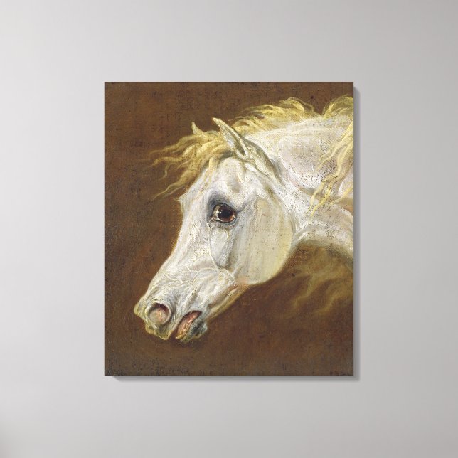 Lienzo Cabeza de un caballo árabe gris (aceite sobre lien (Anverso)