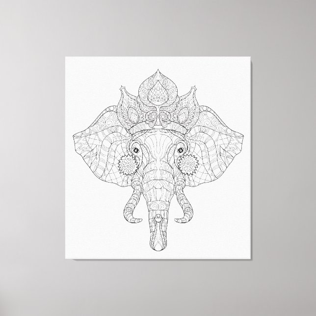 Lienzo Cabeza elefante Zendoodle 6 (Anverso)