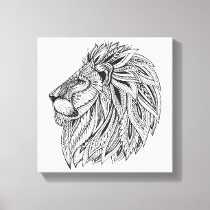 Lienzo Cabeza modelada étnica 6 del león