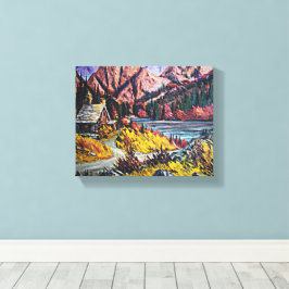Lienzo Cabina a orillas del Bella Artes Pintura 10x8