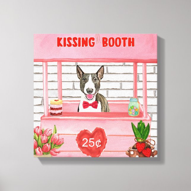 Lienzo Cabina de besos de perro Bull Terrier para el Día  (Anverso)