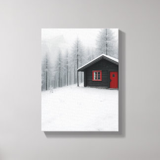 Lienzo Cabina de invierno en el paisaje Minimalista de lo