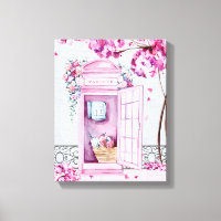 Cabina de teléfono floral rosa personalizada