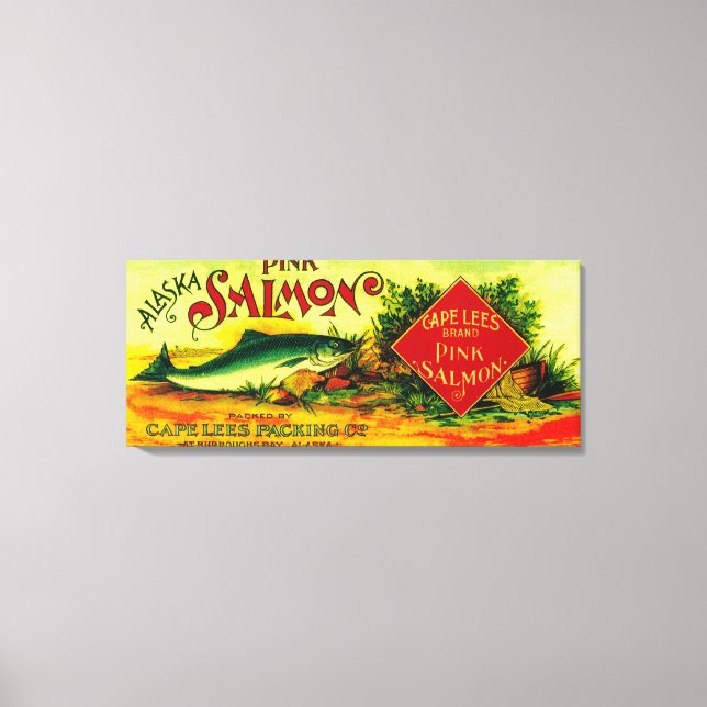 Lienzo Cabo Lees Salmon Can LabelBurroughs Bay, AK (Anverso)