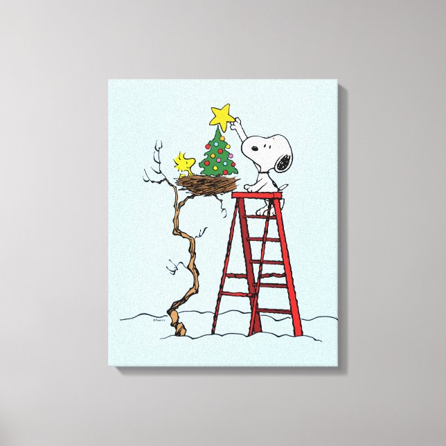 Lienzo Cacahuetes | Árbol de Navidad Snoopy & Woodstock (Anverso)