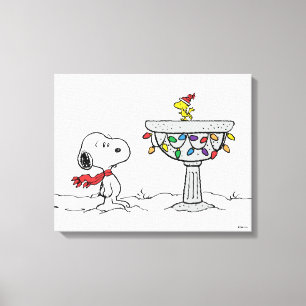 Lienzo Cacahuetes   Baño de aves congelado Snoopy & Woods