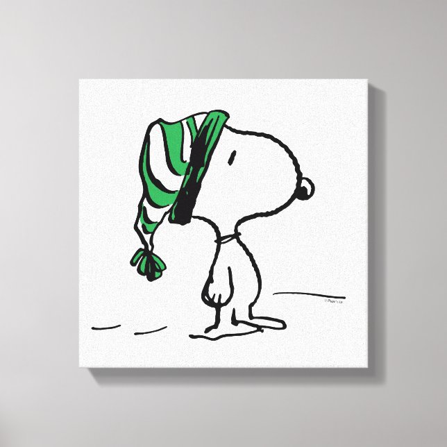 Lienzo Cacahuetes | Gorra de nieve verde de Snoopy (Anverso)