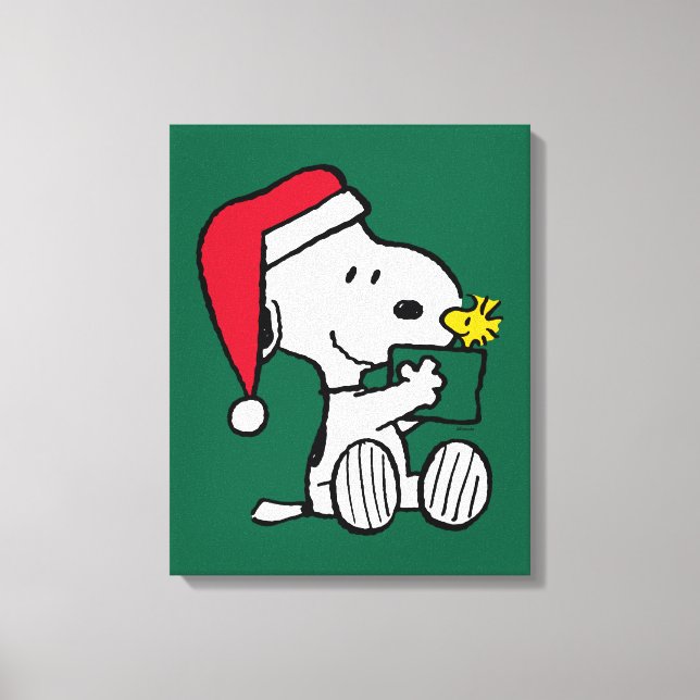 Lienzo Cacahuetes | Regalo Snoopy Santa & Woodstock (Anverso)
