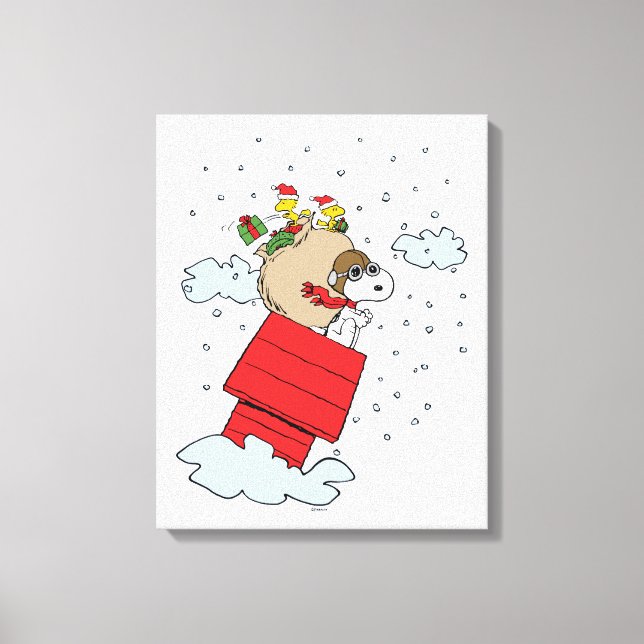 Lienzo Cacahuetes | Snoopy el hielo volador a los Navidad (Anverso)