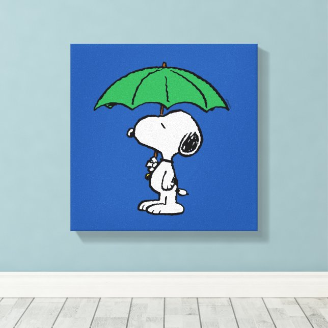 Lienzo Cacahuetes | Snoopy Green Umbrella (Insitu (piso de madera))