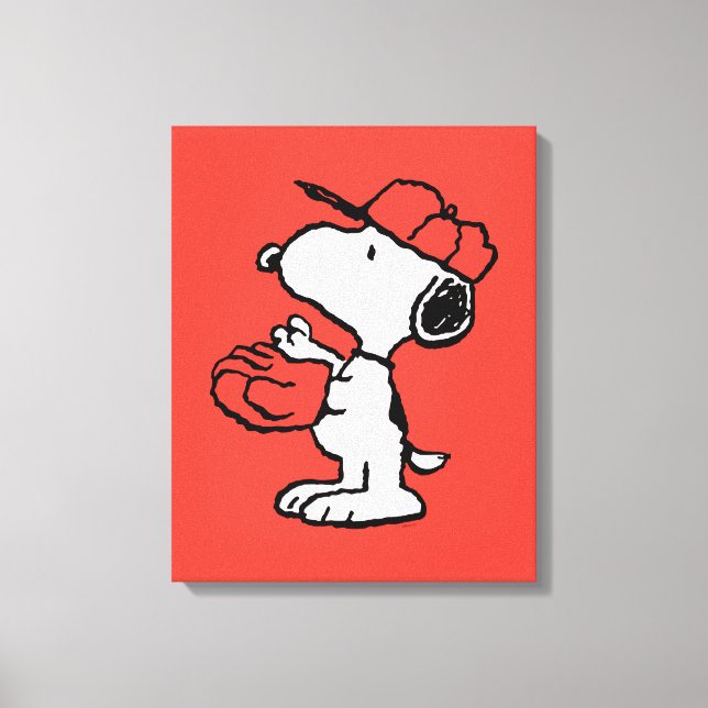 Lienzo Cacahuetes | Snoopy Making the Catch (Anverso)