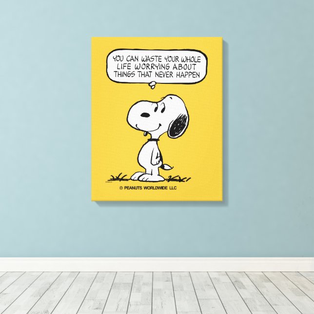 Lienzo Cacahuetes | Snoopy, no puedes aguantar toda tu vi (Insitu (piso de madera))