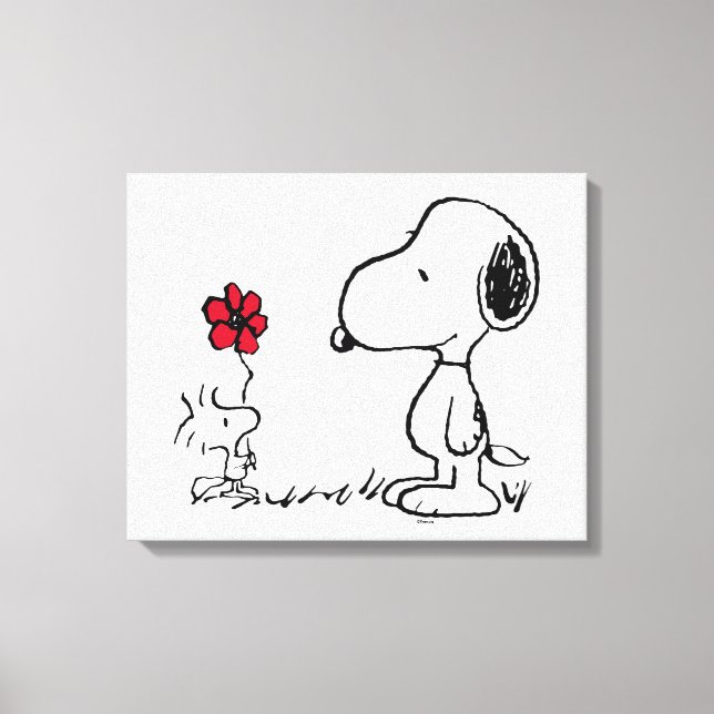 Lienzo Cacahuetes | Snoopy & Woodstock Rojo y Negro (Anverso)
