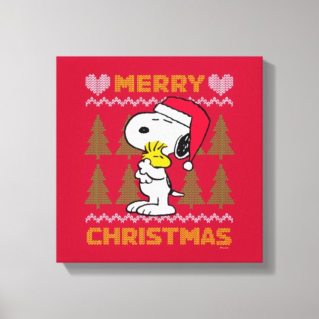 Lienzo Cacahuetes | Snoopy & Woodstock Santa Claus Hug (Anverso)