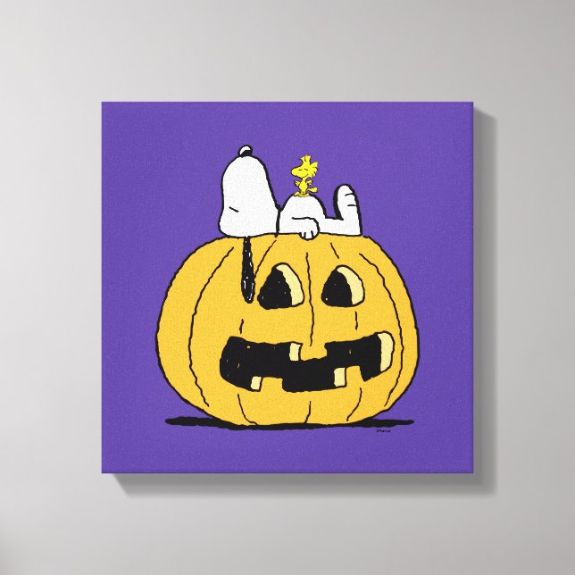 Lienzo Cacahuetes | Snoopy y Woodstock Jack-O-Lantern (Anverso)