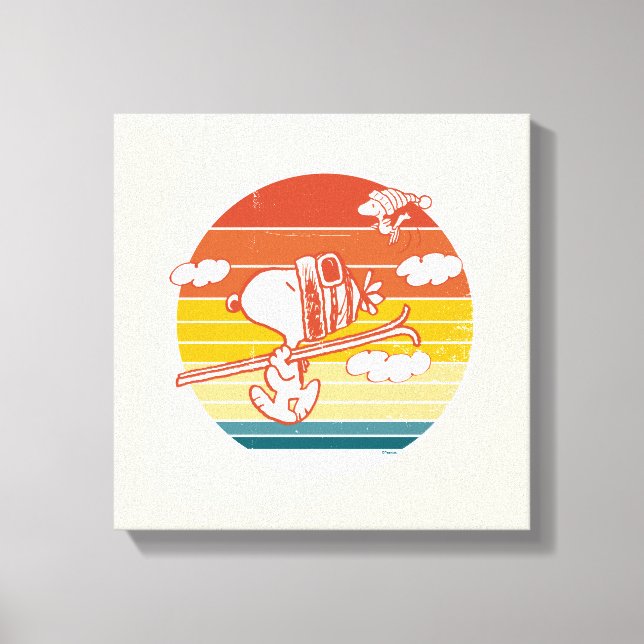 Lienzo Cacahuetes | Viaje para esquiar Snoopy & Woodstock (Anverso)