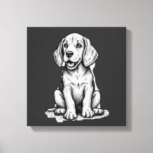 Lienzo Cachorro Beagle adorable, familia Amante de los an