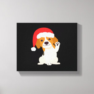 Lienzo Cachorro Beagle con sombrero de Santa para amantes