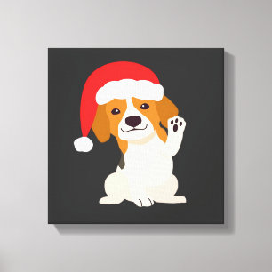 Lienzo Cachorro Beagle con sombrero de Santa para amantes