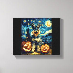 Lienzo Cachorro Cute Miniature Schnauzer Halloween Jack O
