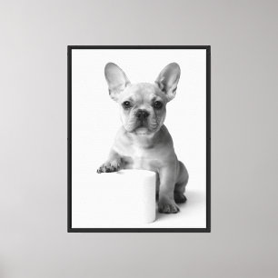 Lienzo Cachorro de Bulldog Francés Adorable Custodiando P