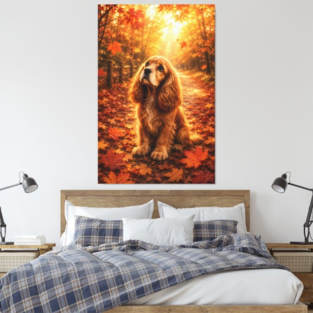 Lienzo Cachorro de Cocker Spaniel de Luz de Otoño – Previ (Insitu(Dormitorio))