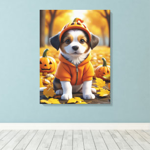 Lienzo Cachorro en la calabaza Halloween Perros amantes