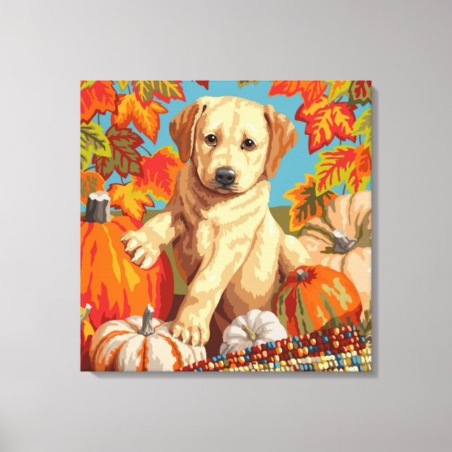 Lienzo Cachorro Labrador Retriever Adorable Cosecha de Ot (Anverso)