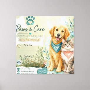 Lienzo Cachorro Lindo & Cuidador de Mascotas Gato Paseado