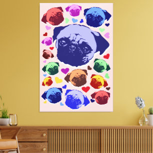Lienzo Cachorro Pug PopArt Estilo Retro