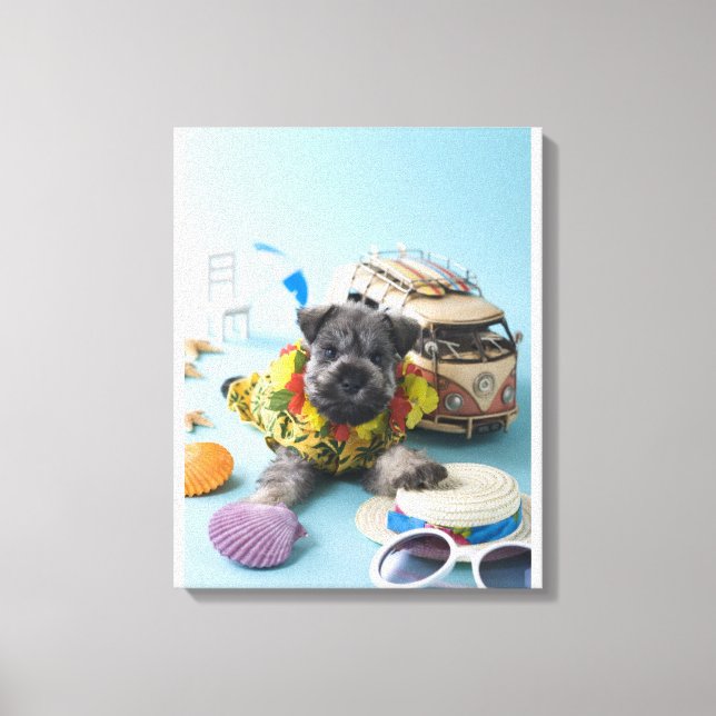Lienzo Cachorro Schnauzer en miniatura y vacaciones de ve (Anverso)