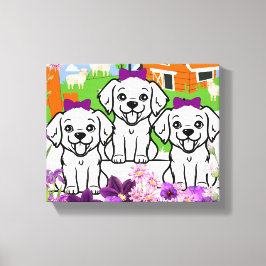 Lienzo Cachorros divertidos